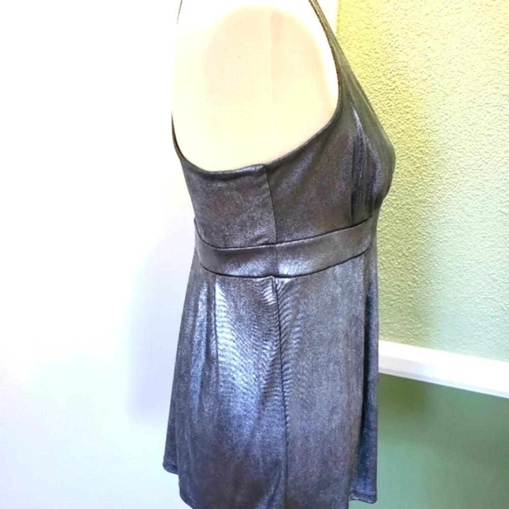 INC Gunmetal Metallic Sleeveless Racerback Blouse